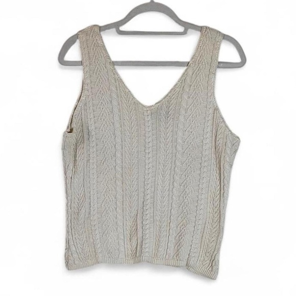 Ann Taylor Cream Cable Knit Women’s Tank Top - Picture 1 of 4